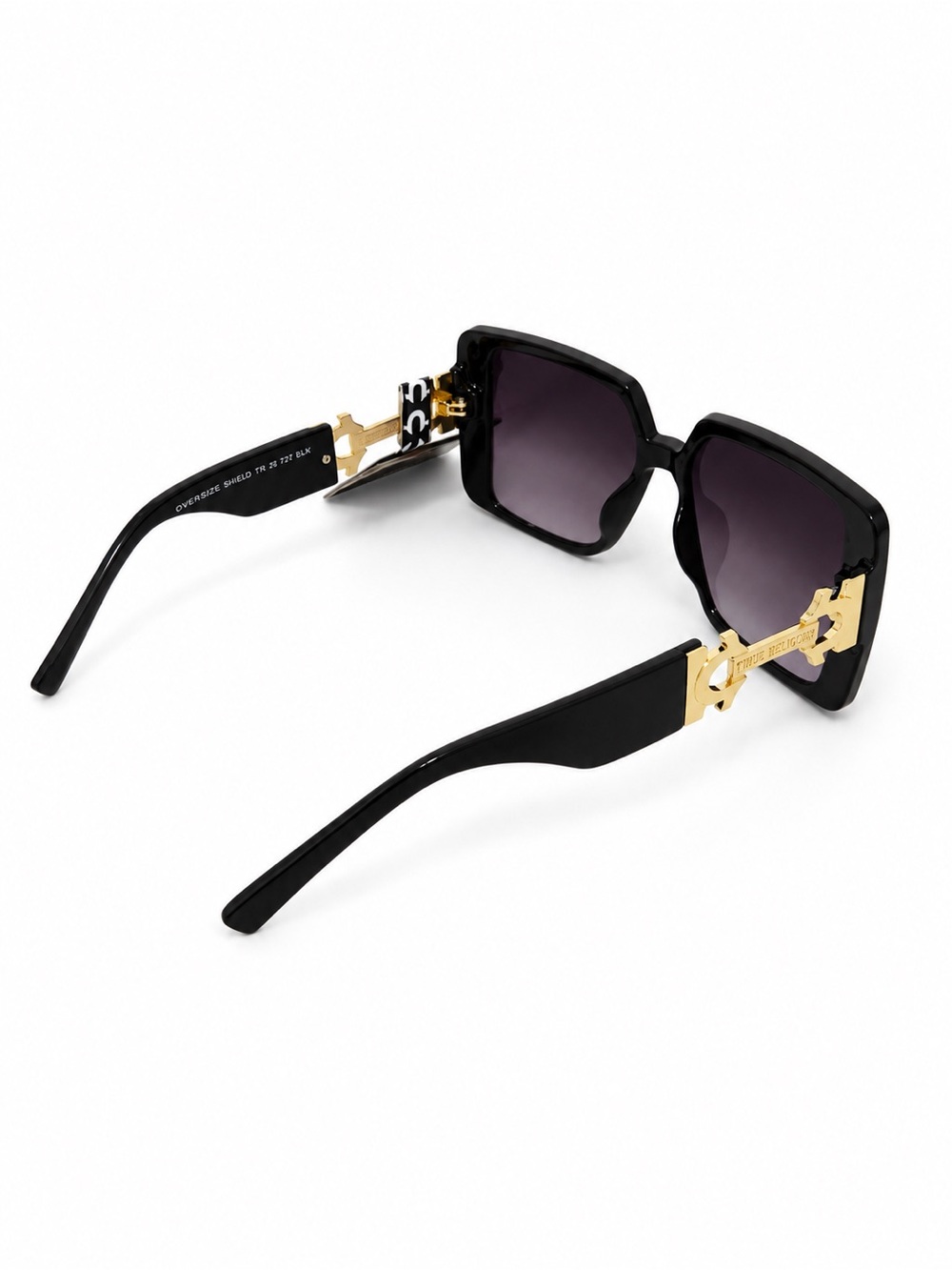 NWT True Religion Women’s Oversized Black Gradient Sunglasses100% UV Protection - Picture 4 of 7
